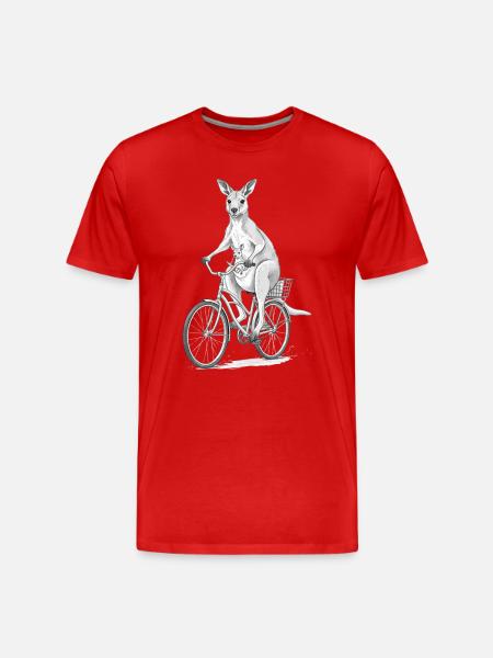 Joey on Bike Kangaroo Illustration - Men's Premium Organic T-Shirt - red