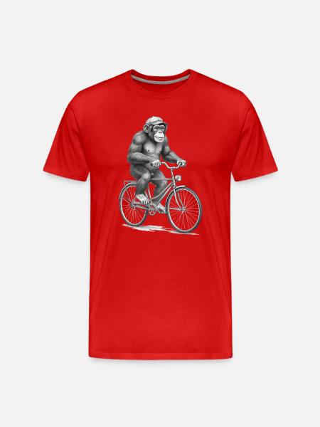 Monochrome Monkey Cyclist - Men's Premium Organic T-Shirt - red