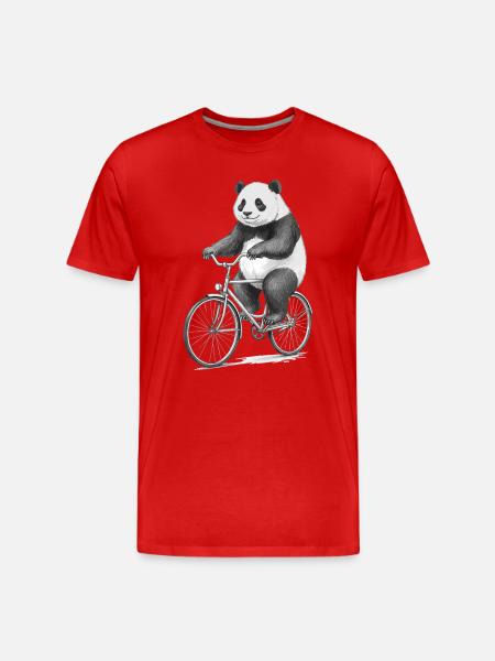 Panda à vélo - T-shirt bio Premium Homme - rouge