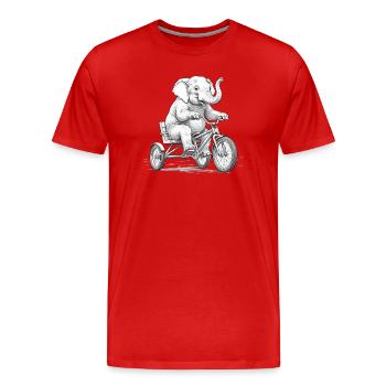 Elephant on a Tricycle - Men's Premium Organic T-Shirt - red - Front - Damien (186cm)