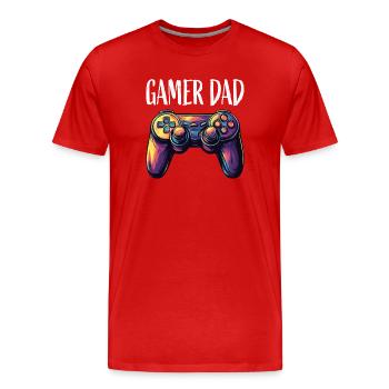 Gamer Dad Controller Neon - Männer Premium Bio T-Shirt - Rot - Vorne - Damien (186cm)