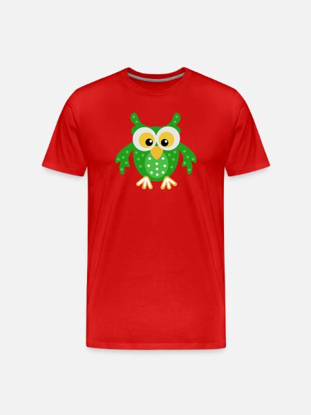 Green Owl with Dots - Men's Premium Organic T-Shirt - red