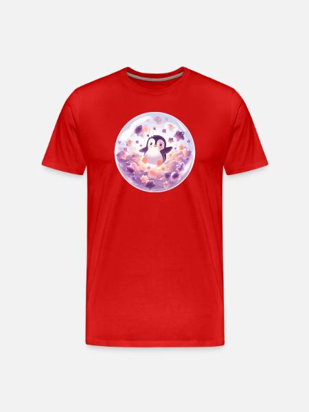 Penguin in bubble ball - Men's Premium Organic T-Shirt - red