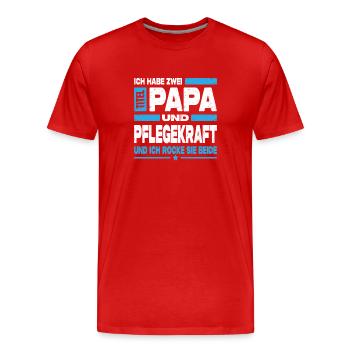 Papa und Pflegekraft - Männer Premium Bio T-Shirt - Rot - Vorne - Damien (186cm)