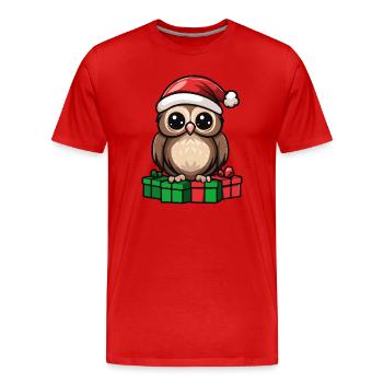Eule Weihnachten Geschenke - Männer Premium Bio T-Shirt - Rot - Vorne - Damien (186cm)