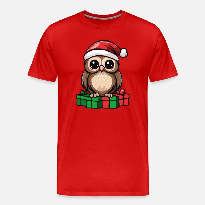 Eule Weihnachten Geschenke - Männer Premium Bio T-Shirt - Rot