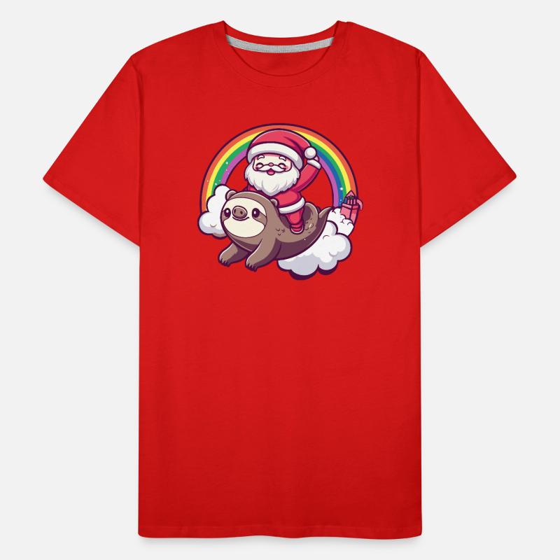 Faultier Weihnachtsmann Weihnachten Männer Premium Bio T-Shirt