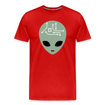 Alien Head mit Schaltkreisen (drei Farben) - Männer Premium Bio T-Shirt - Rot - Vorne - Damien (186cm)