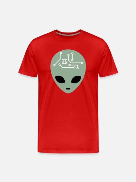 Alien Head with Circuits (three colours) - Men's Premium Organic T-Shirt - red