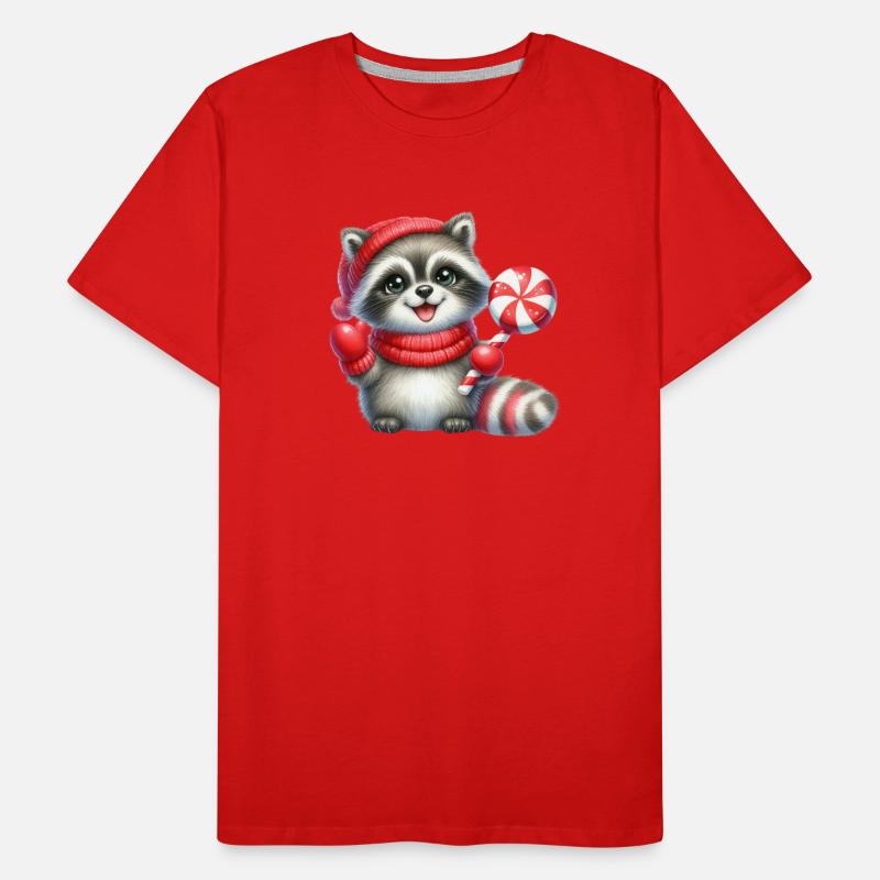 Raton laveur douillet avec canne d’orge d’orge T-shirt bio Premium Homme