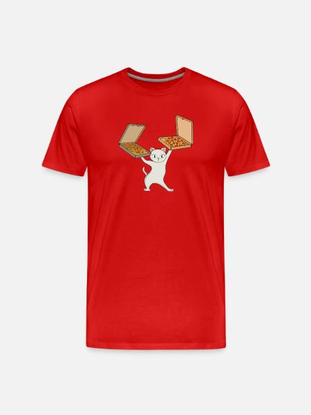 Pizza Paws Cat Juggling Pies - Men's Premium Organic T-Shirt - red