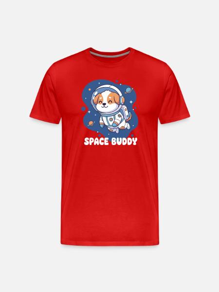 Chien astronaute compagnon de l’espace - T-shirt bio Premium Homme - rouge