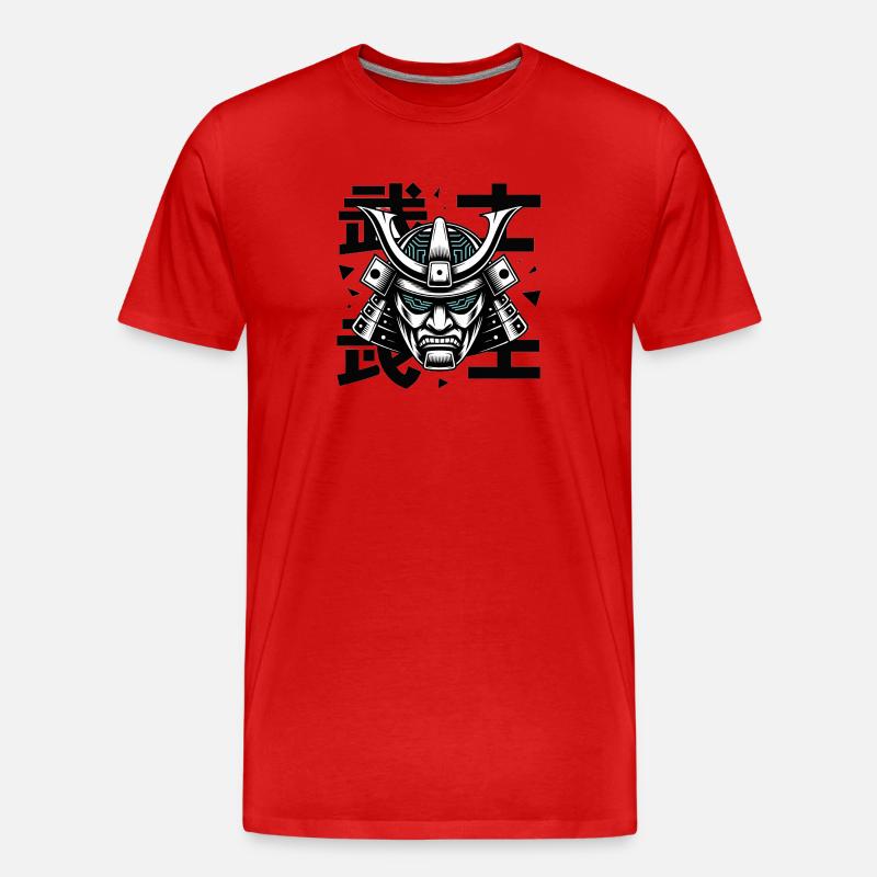 Futuristische Samurai-Masken-Glyphe - Männer Premium Bio T-Shirt - Rot