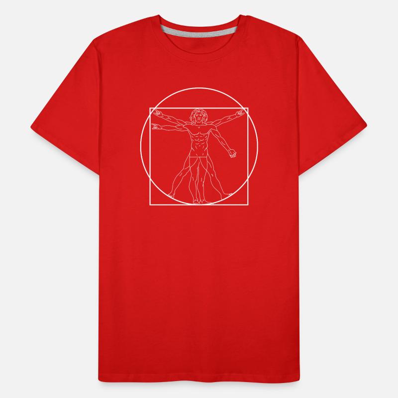 Vitruvianischer Mann baut Steinhandzeichen Metalhead-Geschenk Männer Premium Bio T-Shirt