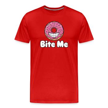 Bite Me Donut Grinsen - Männer Premium Bio T-Shirt - Rot - Vorne - Damien (186cm)