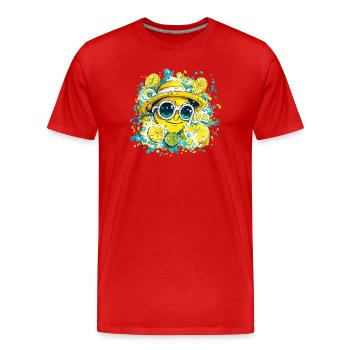 Zitrus Lächeln mit Hut und Brille - Männer Premium Bio T-Shirt - Rot - Vorne - Damien (186cm)