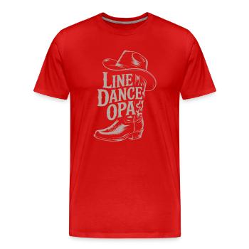 Line Dance Grandpa's Western Boot - Men's Premium Organic T-Shirt - red - Front - Damien (186cm)