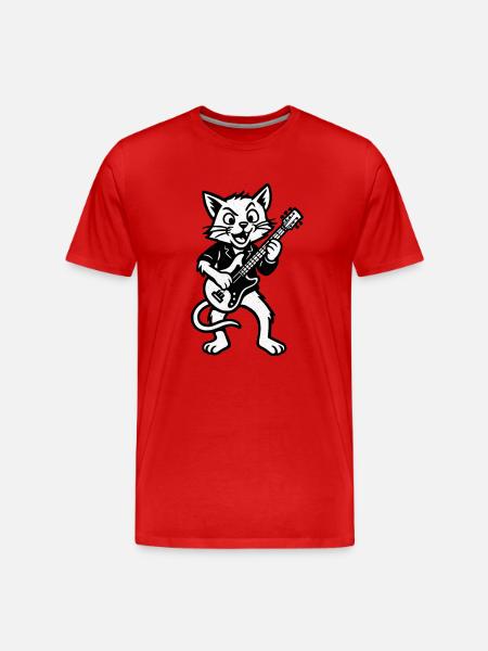 Cat Guitarist Rock Figure - Men's Premium Organic T-Shirt - red