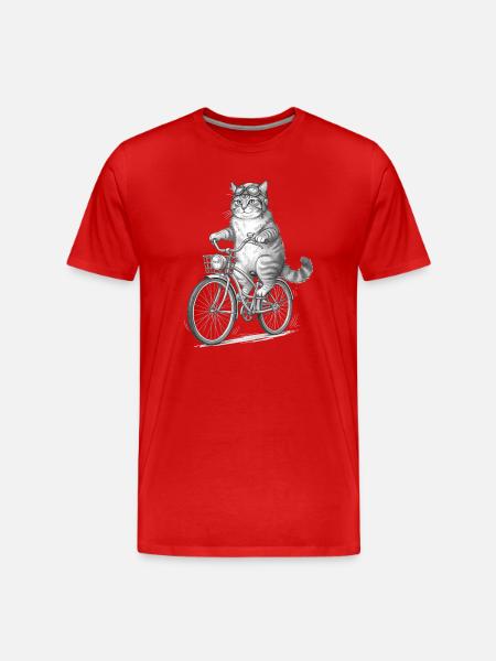 Cat Cyclist with Goggles - Men's Premium Organic T-Shirt - red