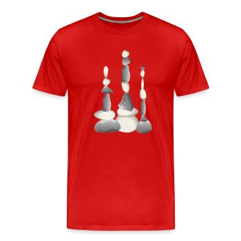 Trois tours de pierre équilibrées de style zen - T-shirt bio Premium Homme - rouge - Devant - Damien (186cm)