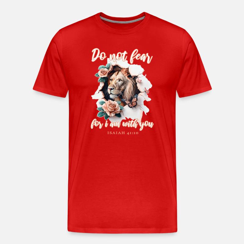 Löwe Bibelvers - Männer Premium Bio T-Shirt - Rot