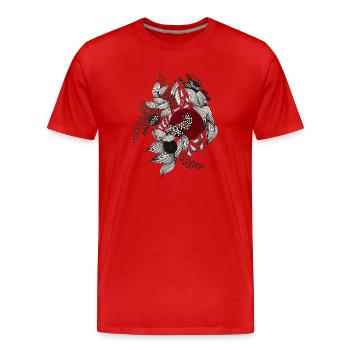 Roter Kreis mit silbernen Blättern - Männer Premium Bio T-Shirt - Rot - Vorne - Damien (186cm)