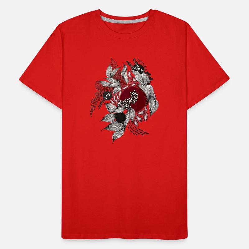 Roter Kreis mit silbernen Blättern Männer Premium Bio T-Shirt