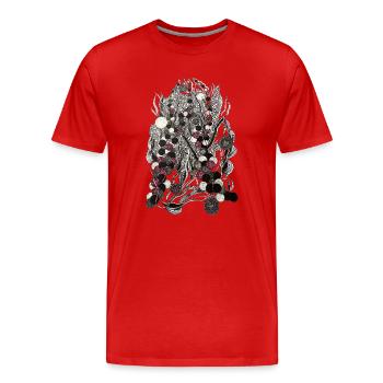 Monochrome Botanical Dotted Fabrics - Men's Premium Organic T-Shirt - red - Front - Damien (186cm)