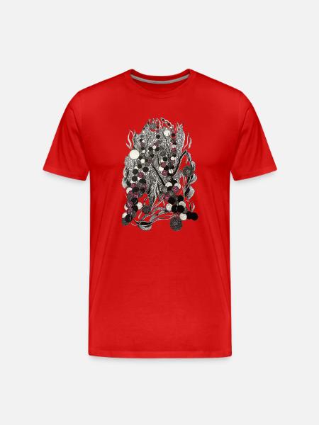 Monochrome Botanical Dotted Fabrics - Men's Premium Organic T-Shirt - red