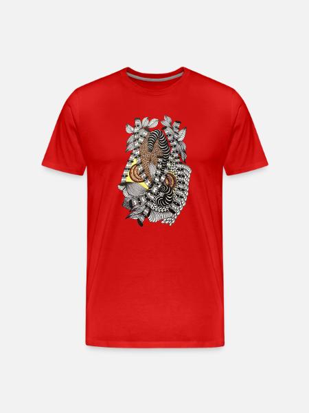 Schlangenwirbel im Blattgewebe - Männer Premium Bio T-Shirt - Rot