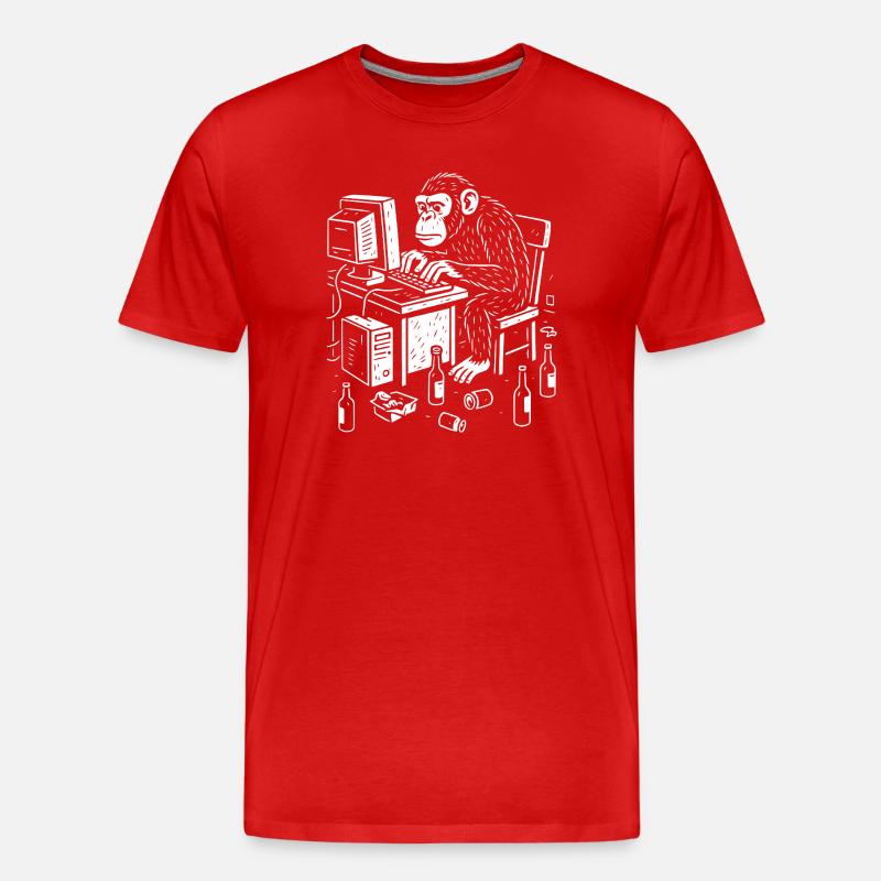 Codeur singe de bureau - T-shirt bio Premium Homme - rouge