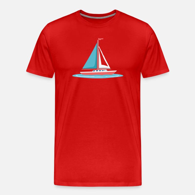 Segelboot Grafik in Mint & Rot - Männer Premium Bio T-Shirt - Rot