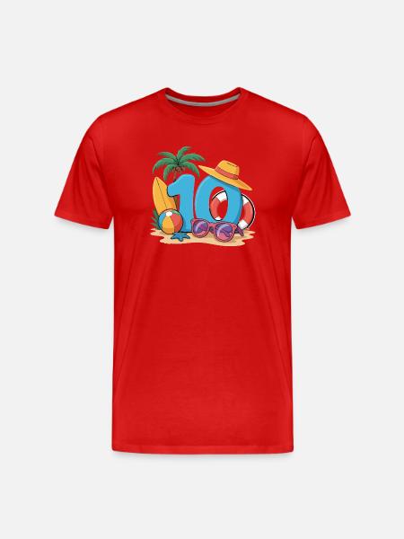 10th Birthday Vacation 10 Years - Men's Premium Organic T-Shirt - red