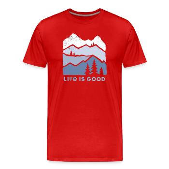 Berglandschaft Lebensfreude - Männer Premium Bio T-Shirt - Rot - Vorne - Damien (186cm)