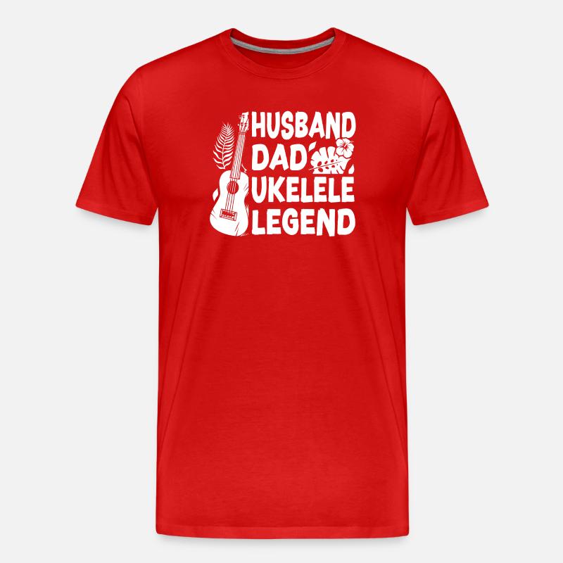 Hawaiian Ukulele Uke Dad Husband - Männer Premium Bio T-Shirt - Rot