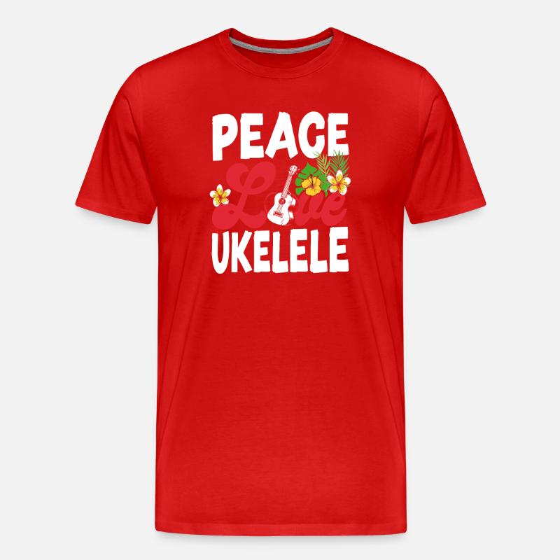 Hawaiian Ukulele Uke Girl Peace - Männer Premium Bio T-Shirt - Rot
