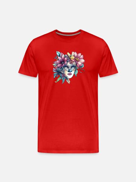 Blumenmaske im Maskenball-Stil - Männer Premium Bio T-Shirt - Rot