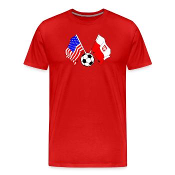Football Pologne vs États-Unis - T-shirt bio Premium Homme - rouge - Devant - Damien (186cm)
