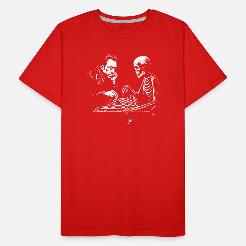 Duel d’échecs Camus et Skeleton T-shirt bio Premium Homme