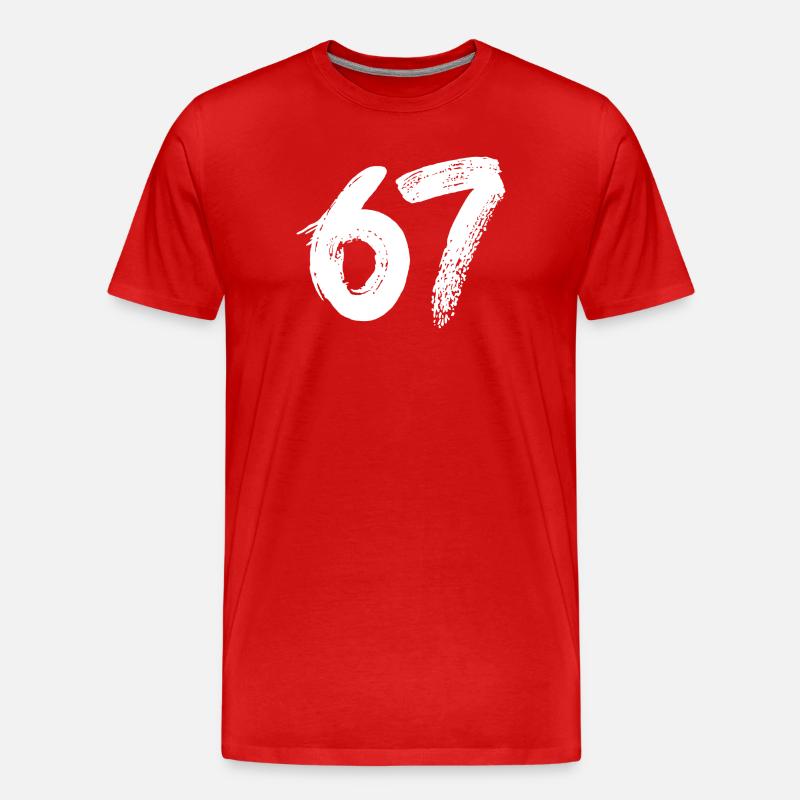 67 Weiße Farbe - Männer Premium Bio T-Shirt - Rot
