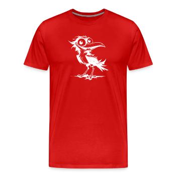 Witziger Flattermann Vogel mit Grinsen im Gesicht - Männer Premium Bio T-Shirt - Rot - Vorne - Damien (186cm)