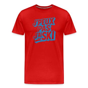 Skiing | Skier | Mountain - Men's Premium Organic T-Shirt - red - Front - Damien (186cm)
