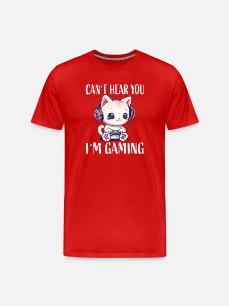 Cat Gaming While Gaming - Men's Premium Organic T-Shirt - red