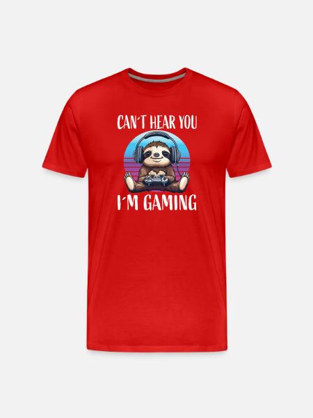 Can you hear me? Gaming Sloth - Men's Premium Organic T-Shirt - red