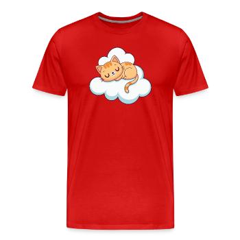 Chaton dormeur sur nuage - T-shirt bio Premium Homme - rouge - Devant - Damien (186cm)
