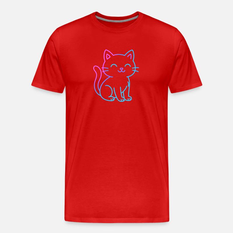 Neon-Gradient-Katzenfreund - Männer Premium Bio T-Shirt - Rot