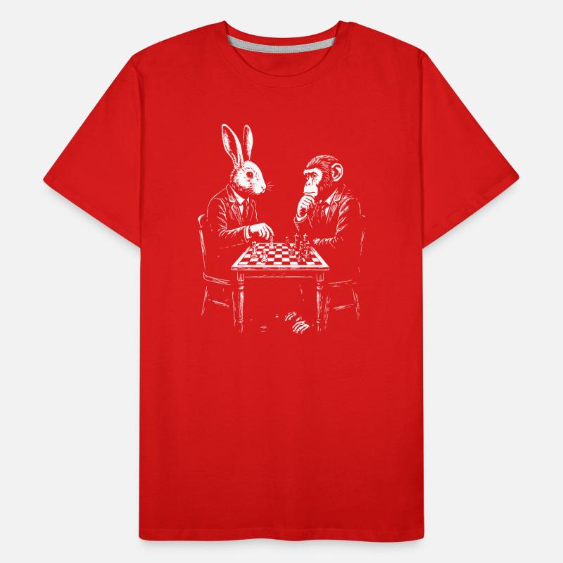 Rabbit and Monkey Chess Duel Men's Premium Organic T-Shirt