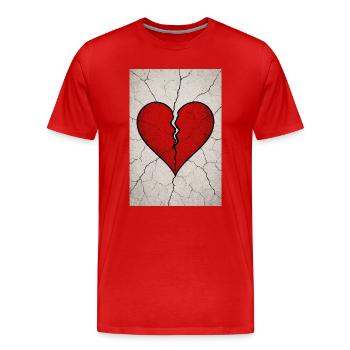Cœur brisé - T-shirt bio Premium Homme - rouge - Devant - Damien (186cm)