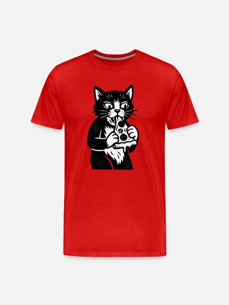 Pizza cat in cartoon style - Men's Premium Organic T-Shirt - red