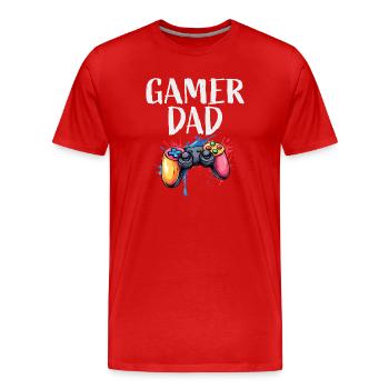 Gamer Dad Controller Splash - Men's Premium Organic T-Shirt - red - Front - Damien (186cm)
